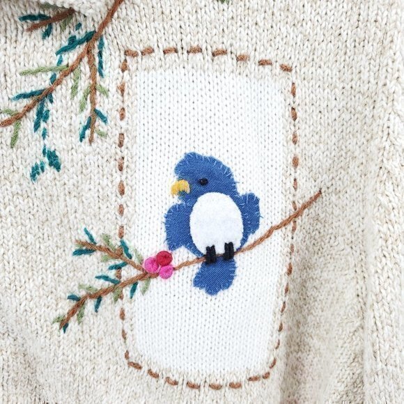 VTG Embroidered Ice Skating Polo Neck Button Cardigan Sweater PL Cotton/… - Picture 14 of 16